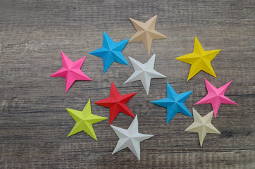 Colorful origami holiday stars