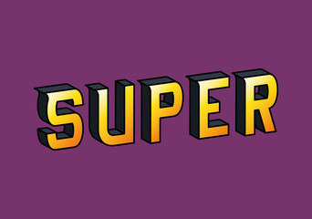 3d super lettering on purple background design, typography retro and comic theme Vector illustration © Grgroup