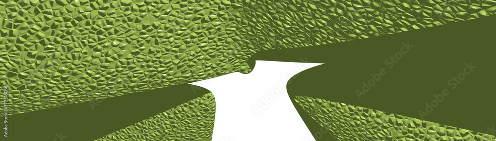 Poster ultra wide image made of green yellow monochromic 3d curved abstract background image made of plain 
