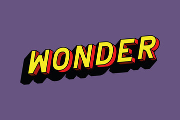3d wonder lettering on purple background design, typography retro and comic theme Vector illustration © Grgroup
