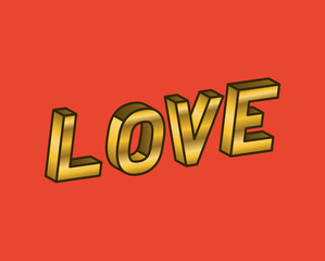 3d love lettering on red background design, typography retro and comic theme Vector illustration © Grgroup