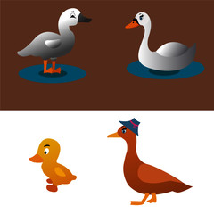 Ugly duckling characters for story book, impressions, banners