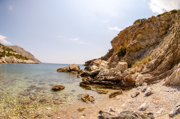 Fototapeta na wymiar rocky beach in Greece Anavyssos