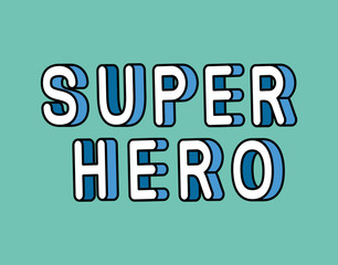 3d super hero lettering on blue background design, typography retro and comic theme Vector illustration © Grgroup