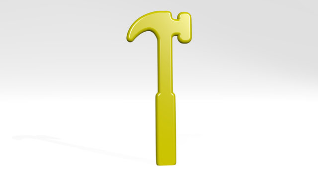 HAMMER 3D icon casting shadow, 3D illustration for background and construction