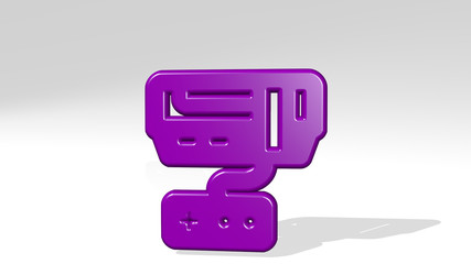 video game console 3D icon casting shadow, 3D illustration for background and camera