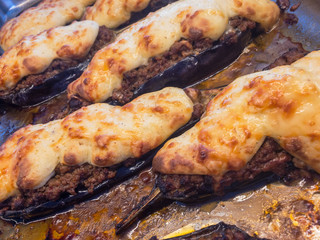 aubergines with minced meat  Turkish dish