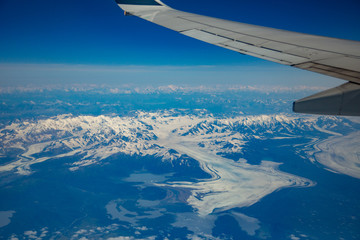 Aerial photo of a glacier near the village of Katalla, Alaska, about 180 miles NW  of Glacier Bay National Park