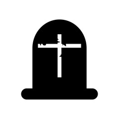 halloween grave icon, silhouette style