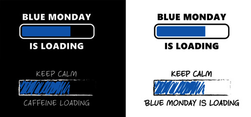 Slogan Hello or happy blue monday with smile Vector icon sign The most depressing day of the year The day commit suicide and depression motivation, third monday January Funny sadness cartoon smiling