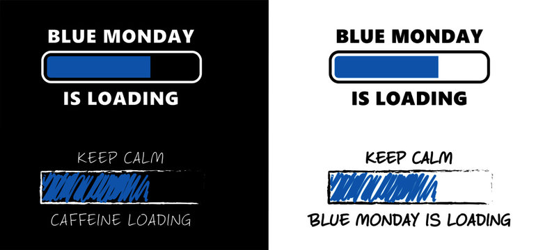Slogan Hello or happy blue monday with smile Vector icon sign The most depressing day of the year The day commit suicide and depression motivation, third monday January Funny sadness cartoon smiling