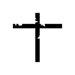 wooden cross icon, silhouette style
