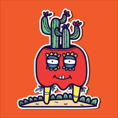 cute hand drawn monster character vector illustration