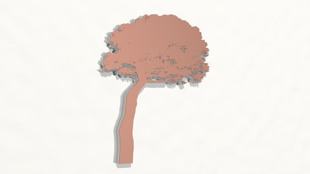 tree 3D drawing icon, 3D illustration for background and christmas