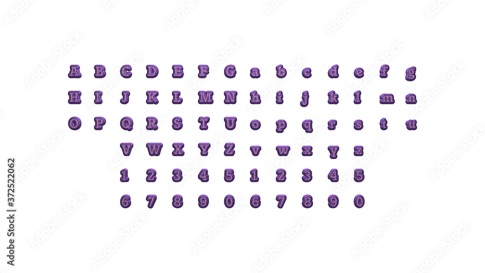 Poster 3d alphabets and numbers with matching perspectives on each side for building words with detailed ca