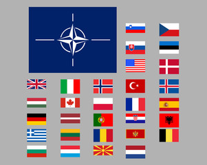 Set of flags of the countries of nato. Isolated objects - obrazy, fototapety, plakaty