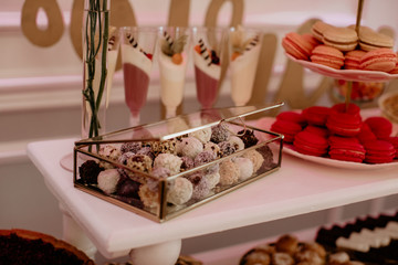 wedding candy bar with various sweets