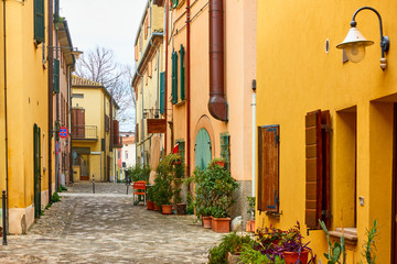 Fototapeta na wymiar Old street in San Giovanni in Marignano