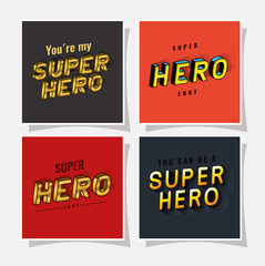 3d super hero lettering set on red and gray backgrounds design, typography retro and comic theme Vector illustration © Grgroup