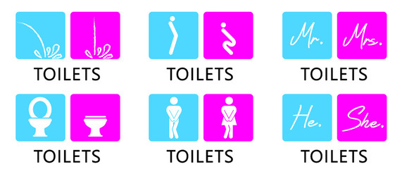 Wc world toilet day. Bathroom or restroom icons. Funny vector pissing signs. For handicap people, woman, man or gender to peeing pictogram. Human handicap toilets seat   with wheelchair logo.