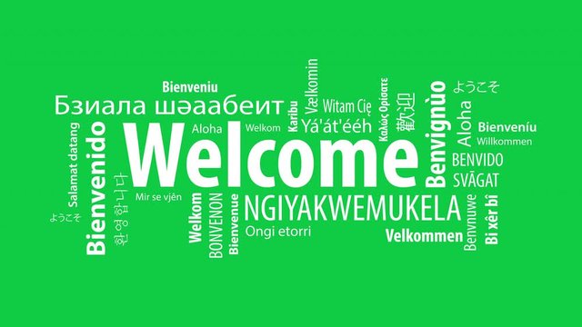 Animated Welcome Word Cloud against a Green Screen