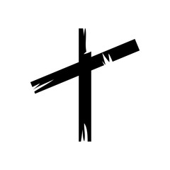 wooden cross icon, silhouette style