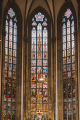 stained glass window in brno cathedral church