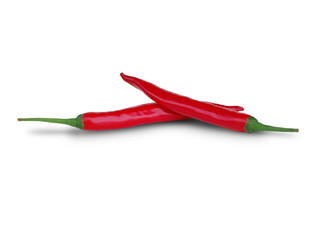 Red chilli on the white background
