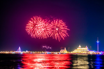 2020 Chinese Valentine's Day in Taipei, Taiwan-Tamsui Fisherman's Wharf Fireworks Show
