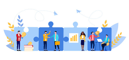 Vector illustration of connecting elements. Concept of transfer knowledge and skills in business company