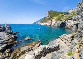 Porto Venere (Italy) - The town on the sea also know as Portovenere, in the Ligurian coast, province of La Spezia, after lockdown Covid-19; with Cinque Terre designated by UNESCO World Heritage Site