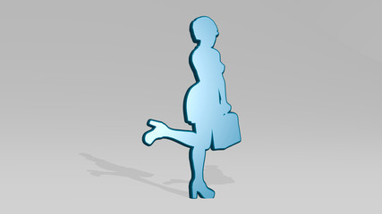 fashion woman with bag and high heel shoes 3D icon casting shadow, 3D illustration for background and beautiful