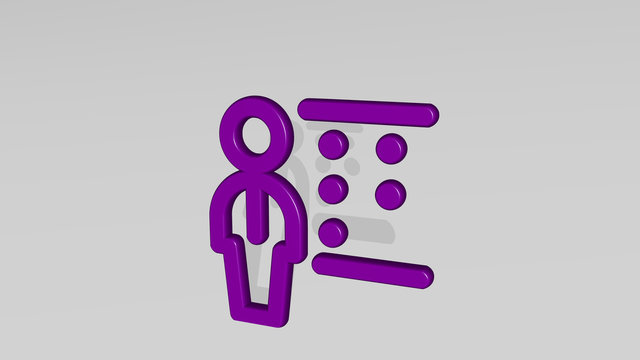 SCHOOL TEACHER BRAILLE 3D icon casting shadow, 3D illustration for education and background