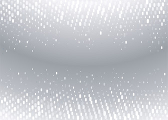 Silver background with glowing circular dots pattern. Twinkle circles texture useful for holiday backdrop (invitation, celebration card). Blank horizontal template