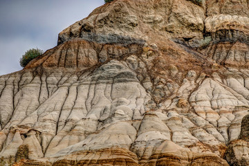 Landscapes and terrain around the hoodoos rock formations outside of Drumheller Alberta