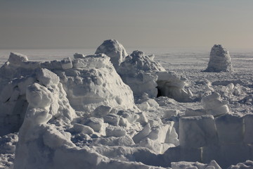 A house of snow. Dwelling of the Eskimos. Igloo.