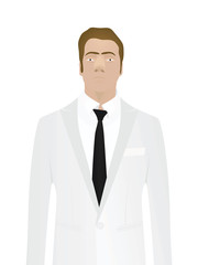 Man  in white suit and black tie. vector