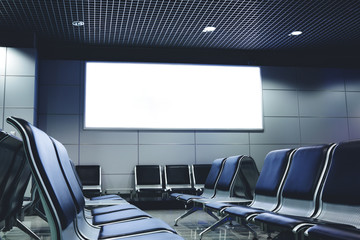 Blank billboard with clean space for publicity content or text message, advertising mock up in...