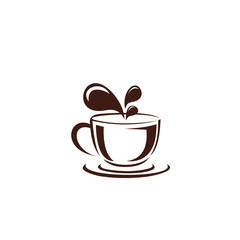 Illustration design of monoline, minimalistic, simple logotype coffee. Vector icon cup with drink