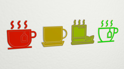 HOT TEA 4 icons set, 3D illustration