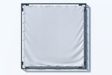 Fabric Square Banner Mockup, Vinyl Poster Printing at Bright Background. Copy Space. Empty Space. 3d rendering