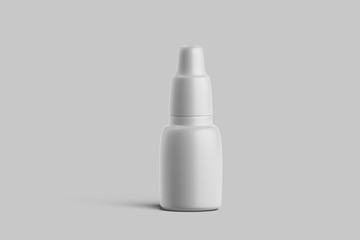 Nasal, Ear Or Eye Drops In Blank Container on Bright Background. Copy Space. Empty Space. White Dropper Template. 3d rendering