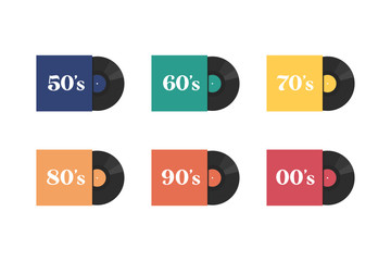 Vinyl Record CD Icon Symbol Set Vector Illustration Background