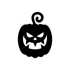 cartoon halloween pumpkin icon, silhouette style
