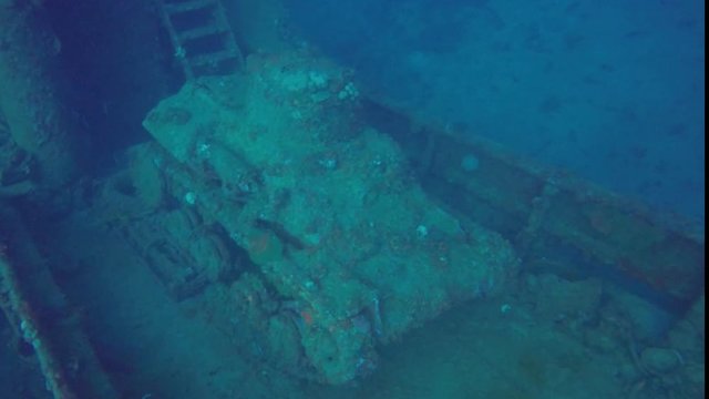 A tank on the deck of the Nippo Maru in Truk Lagoon, Micronesia