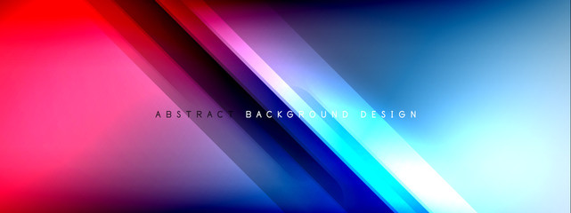 Naklejka premium Motion concept neon shiny lines on liquid color gradients abstract backgrounds. Dynamic shadows and lights templates for text