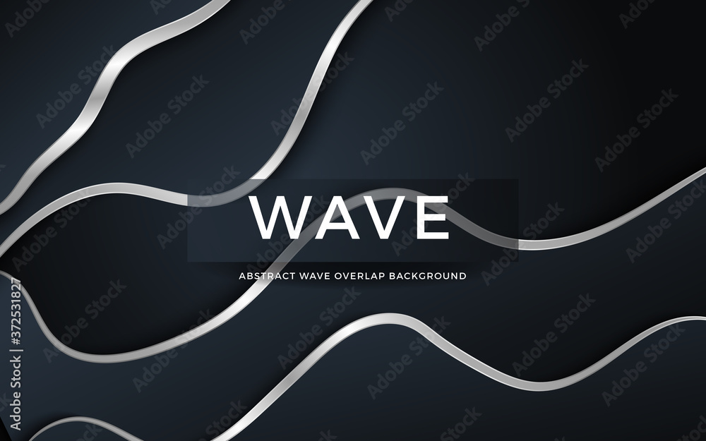 Poster dark wave abstract overlap background with silver line