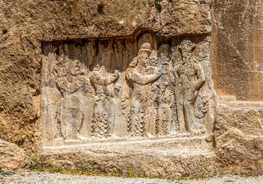 Naqshe-e-Rustam, near Persepolis in Iran, beside  the Tombs of King Darius and King Xerxes,  beautiful rock reliefs 