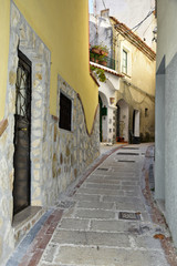 Obraz premium A narrow street among the old houses of Tortora, a rural village in the Calabria region, Italy.