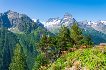 Fototapeta premium Mountain landscape of a rocky area. Mountain range of the North Caucasus.